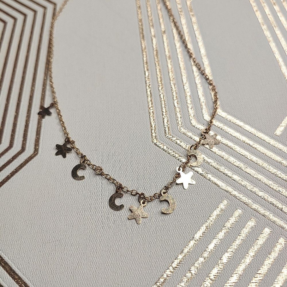 Dainty Y2K Bohemian Star and Moon Collar Necklace